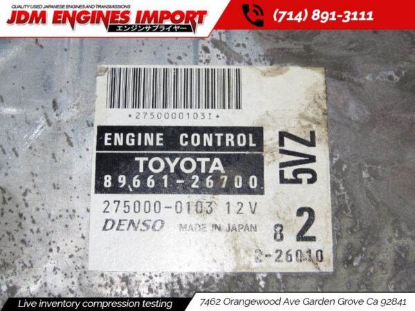 99-02 TOYOTA GRANVIA GRAND HIACE ENGINE CONTROL UNIT ECU 89661-26700 JDM 5VZ-FE